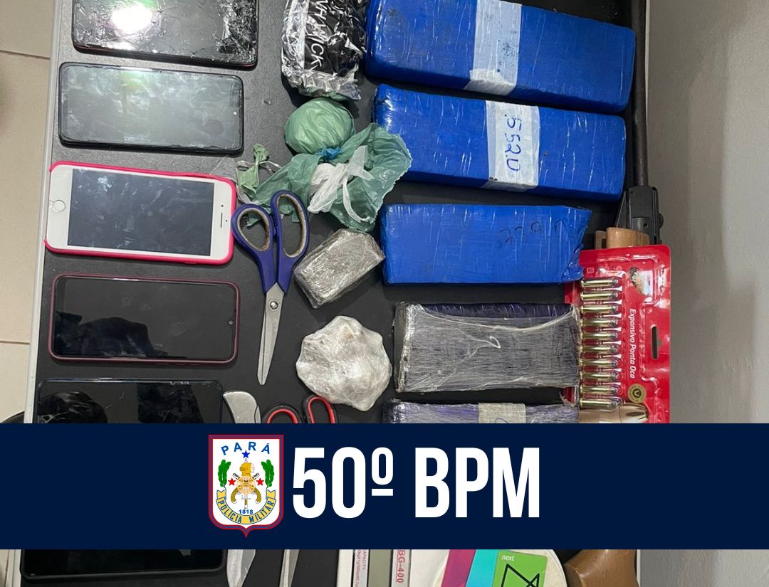 50° BPM prende quinteto e apreende quase 3,300 kg de drogas em Jacundá 