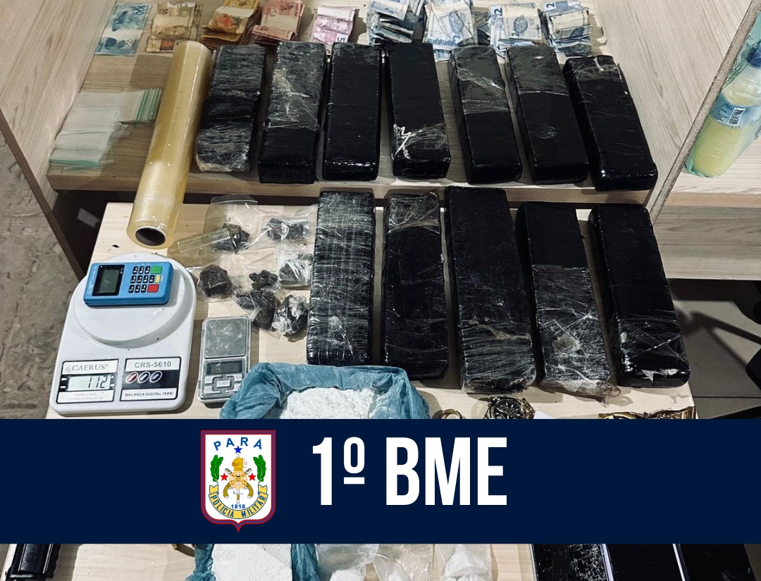 1º BME prende homem com quase 12 kg de drogas e outros ilícitos em Marabá