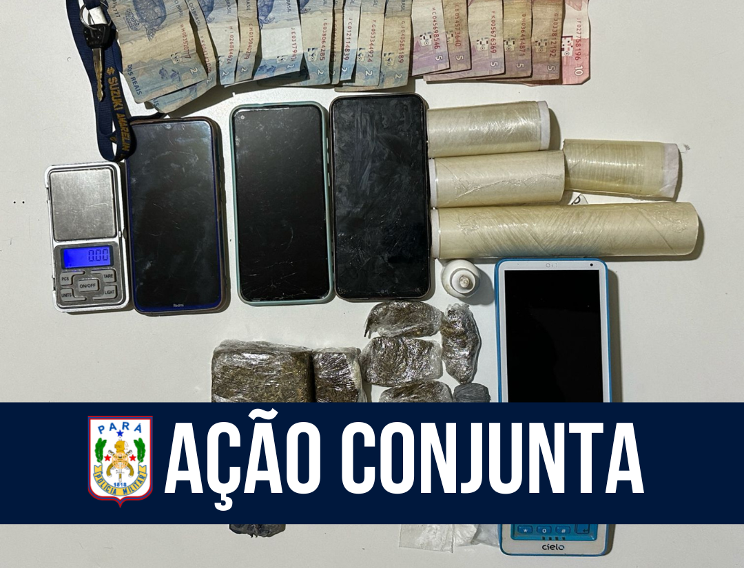 Em Redenção, 7º BPM e 2ª CIME realizam a prisão de dupla por tráfico de drogas