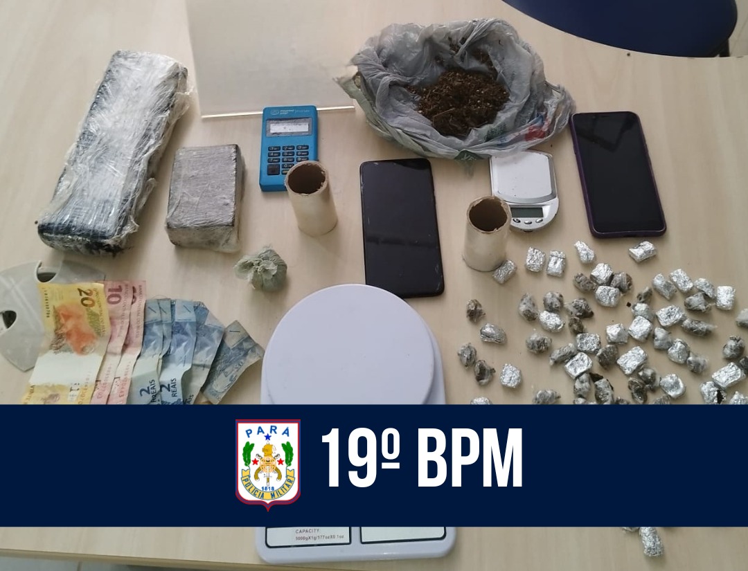 19º BPM prende dupla e apreende cerca 1,3 kg de drogas em Paragominas
