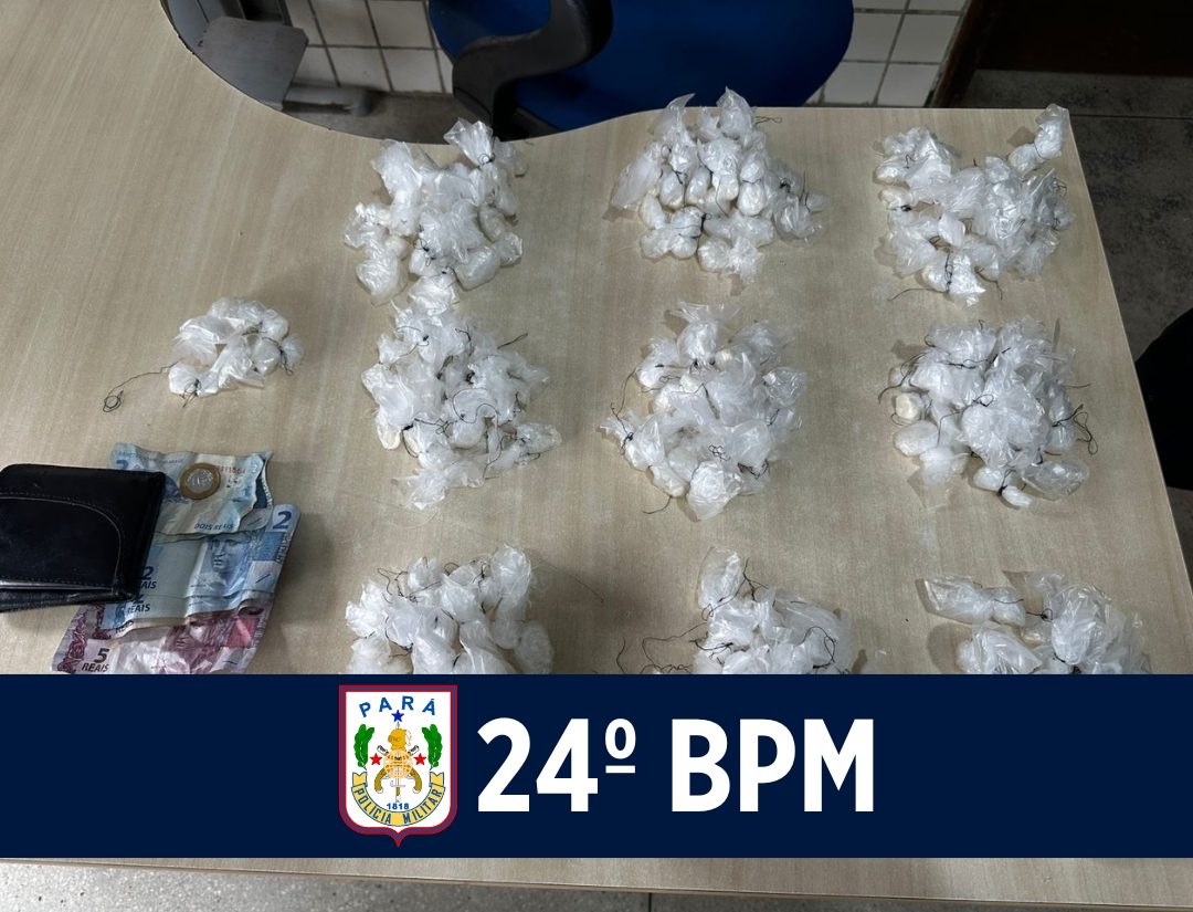 24° BPM apreende 185 invólucros de drogas no bairro Cabanagem