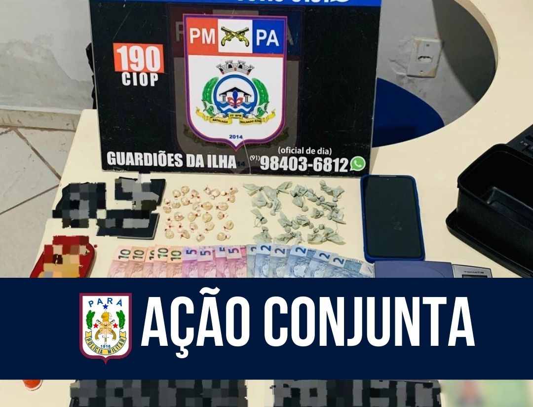 Ação conjunta: PM e PC prendem dupla por tráfico de drogas em Mosqueiro