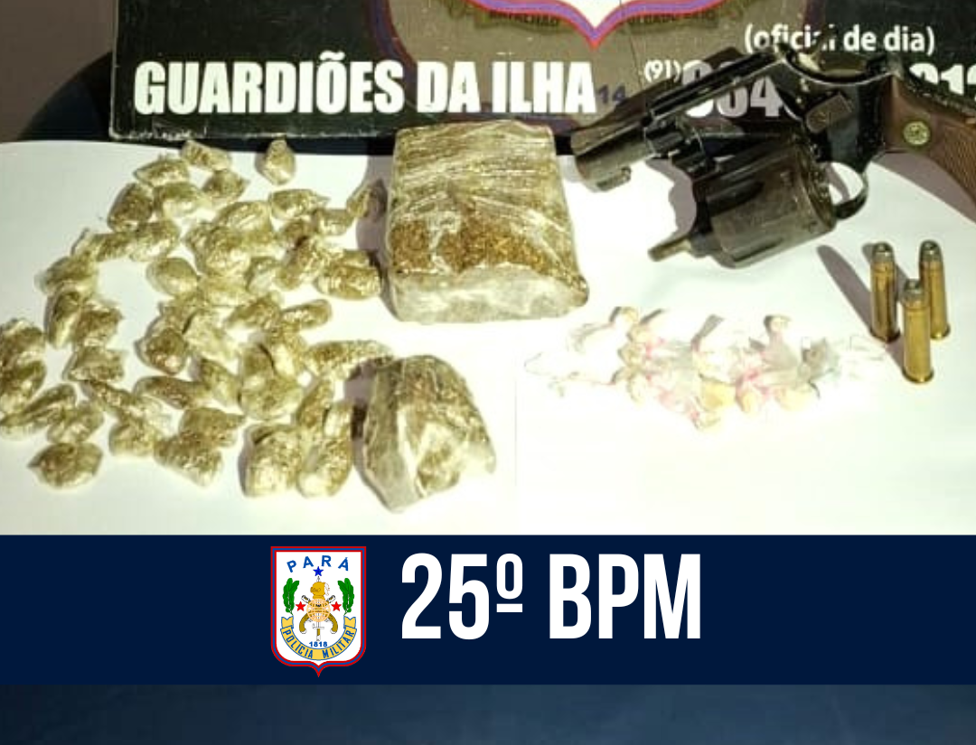 25° BPM apreende arma de fogo e drogas na ilha de Mosqueiro