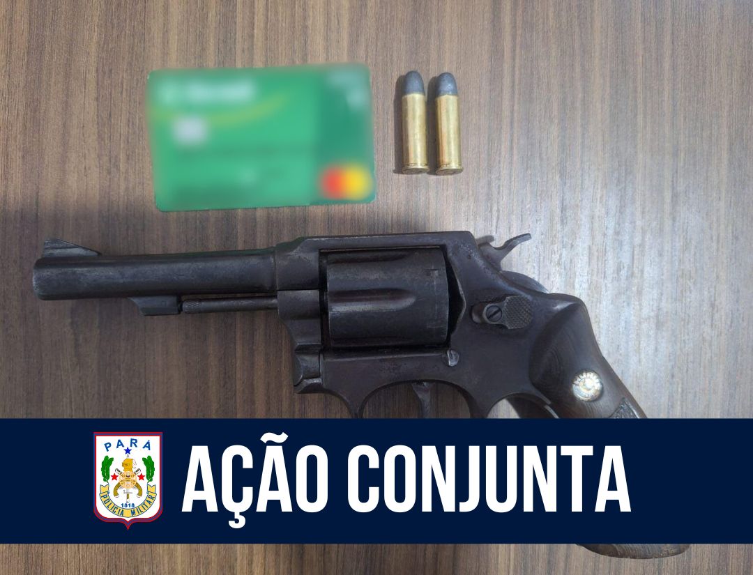 Em ação conjunta, PM e PC prendem homem e apreendem revólver e munições