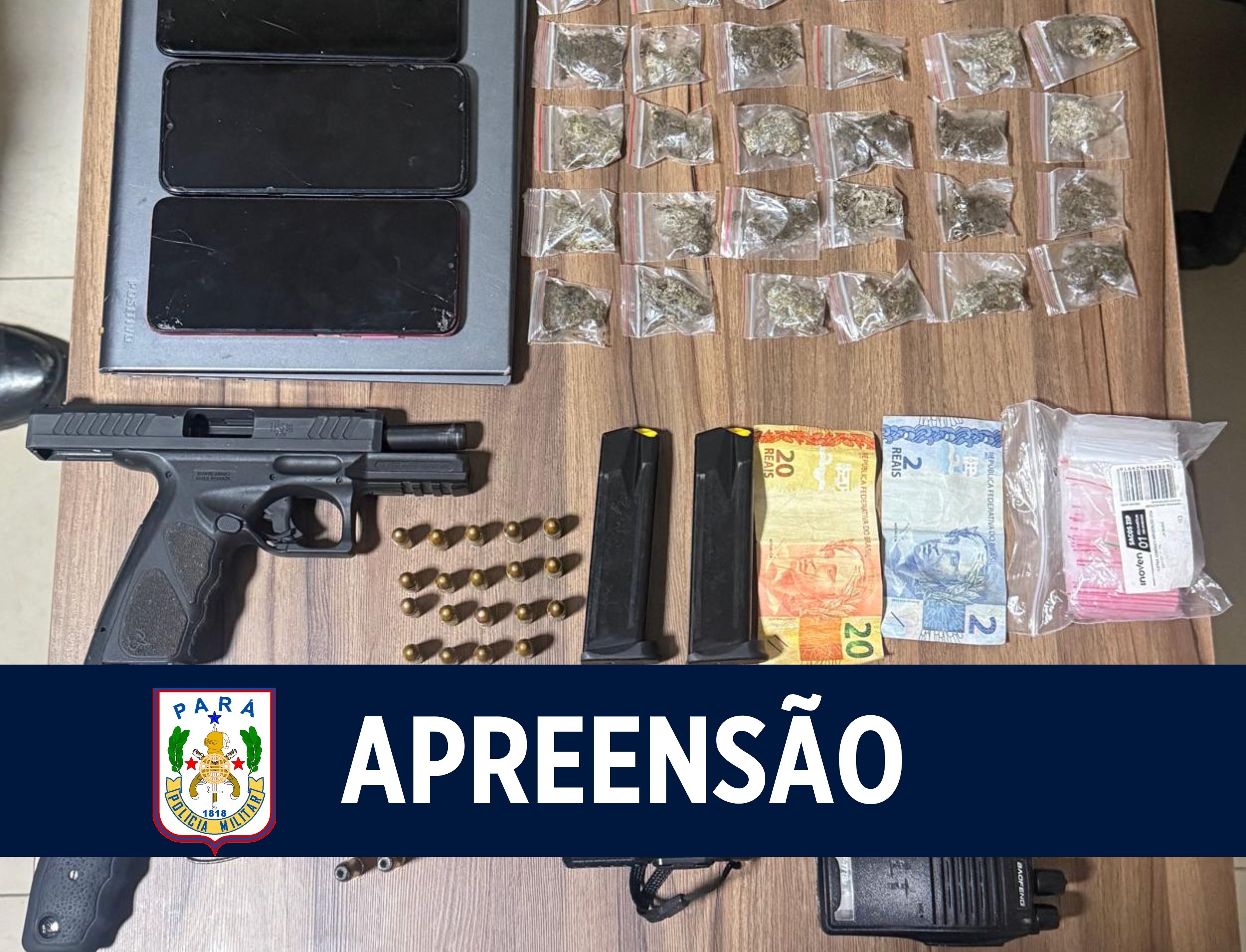 Ação da PM em Parauapebas resulta em prisão e apreensão de armas e drogas