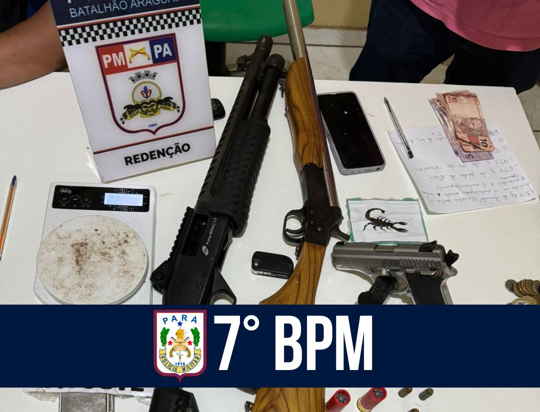 7° BPM apreende drogas e duas armas de fogo no Sul do Pará 