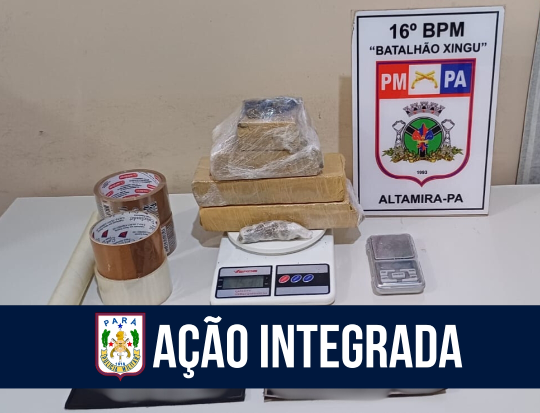 PM e PC: Ação integrada resulta na apreensão de 2 quilogramas de drogas em Altamira