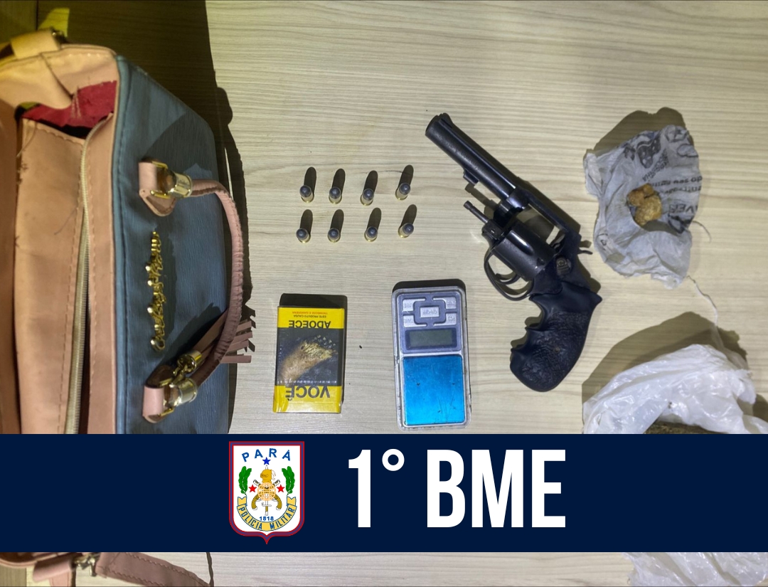 1° BME apreende arma de fogo, munições e drogas em Marabá