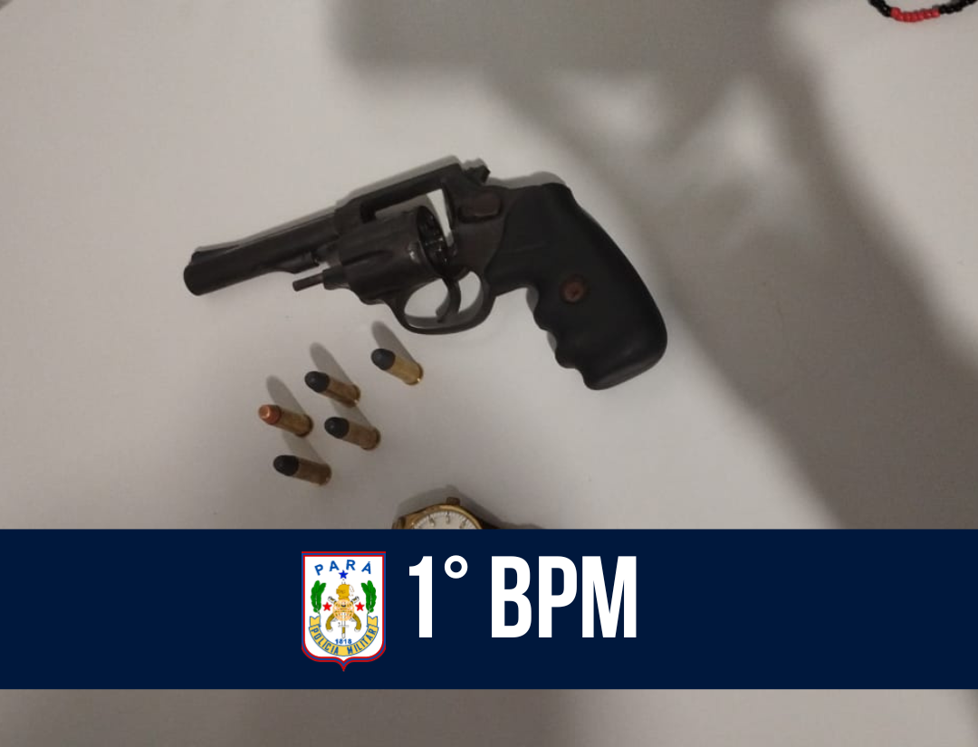 1° BPM prende dupla e apreende uma arma de fogo e munições no bairro Marco