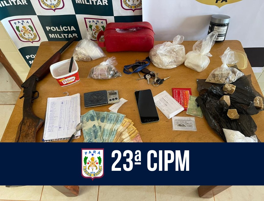 23ª CIPM realiza prisão em flagrante de dupla por porte ilegal de arma e tráfico de drogas em Pacajá