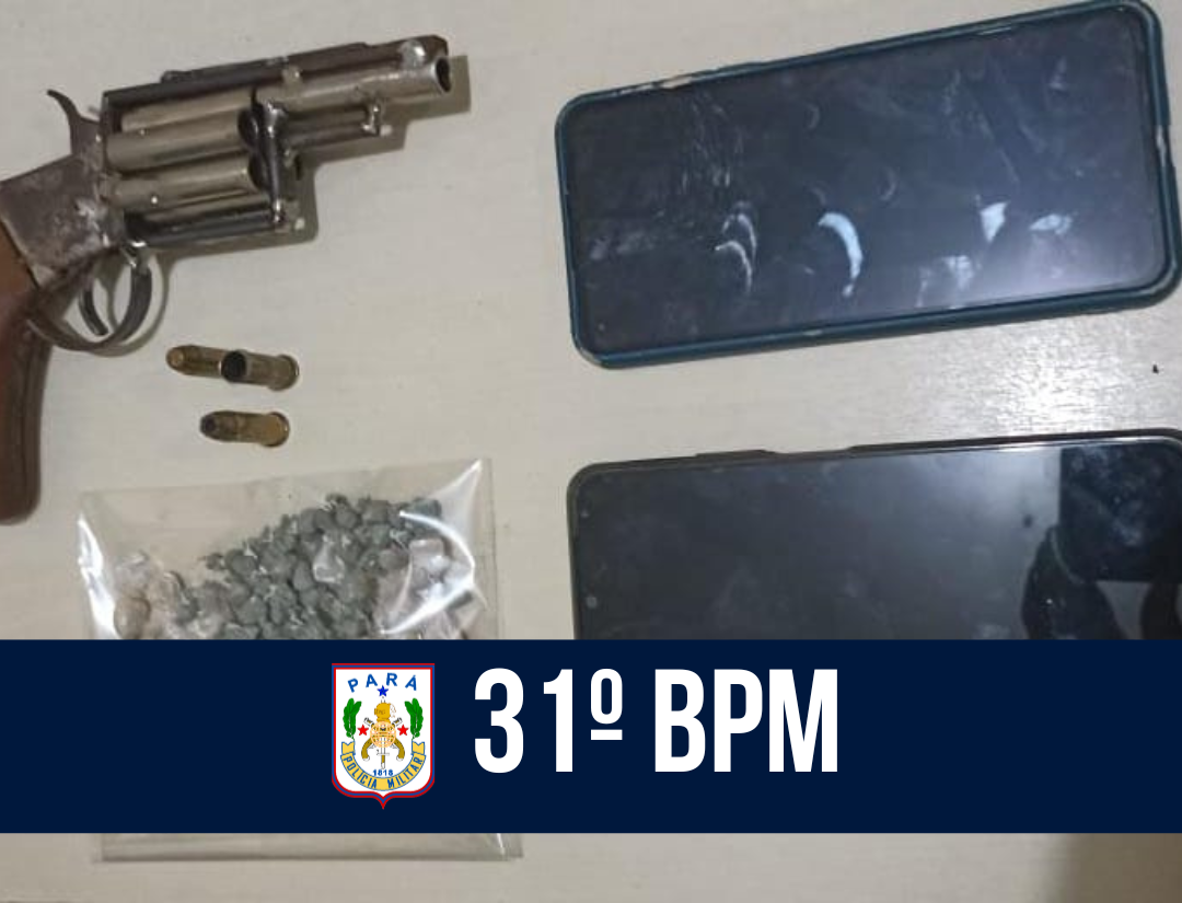 Em Abaetetuba, 31º BPM apreende arma de fogo, munições e drogas