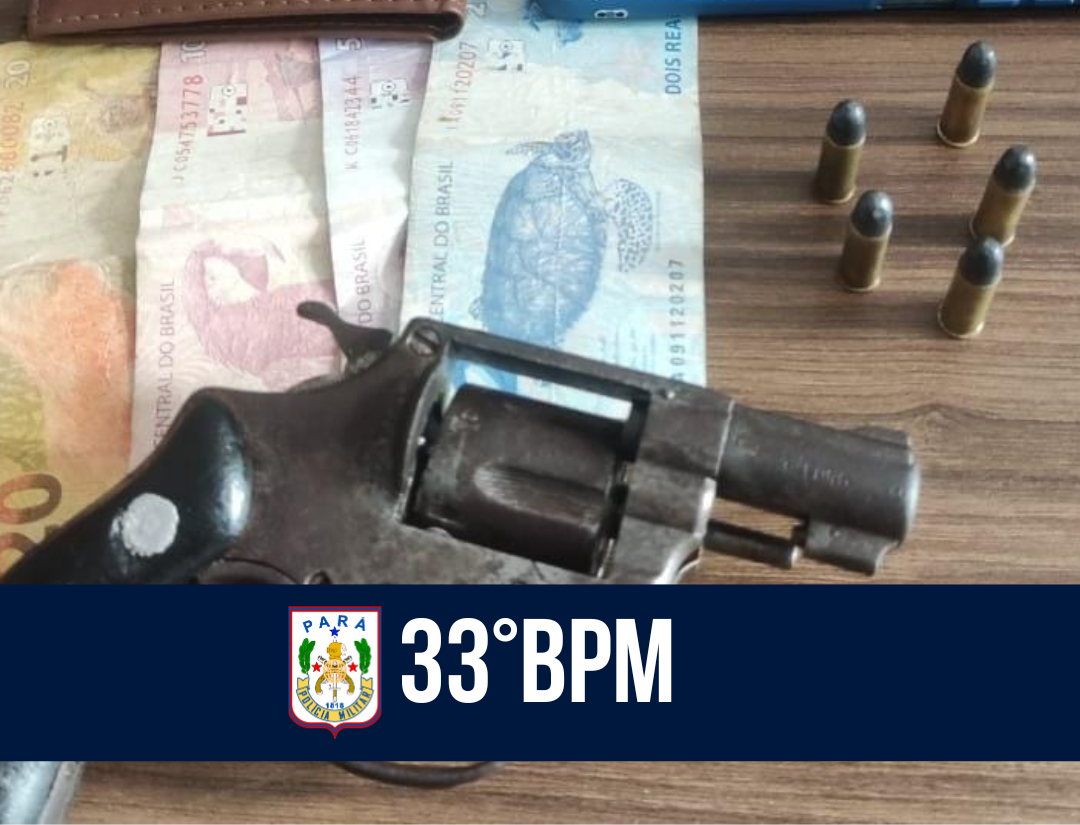 Em Bragança, 33°BPM apreende arma de fogo e munições