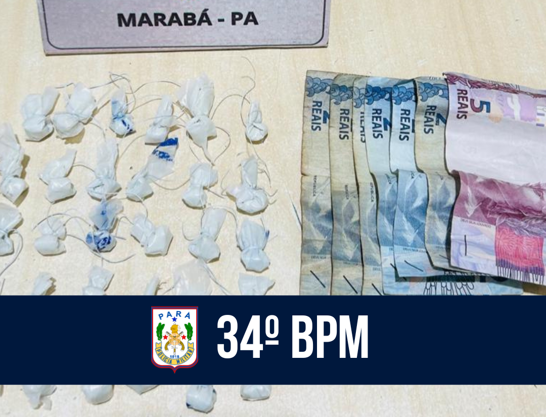 34º BPM realiza prisão de homem por tráfico de entorpecentes em Marabá