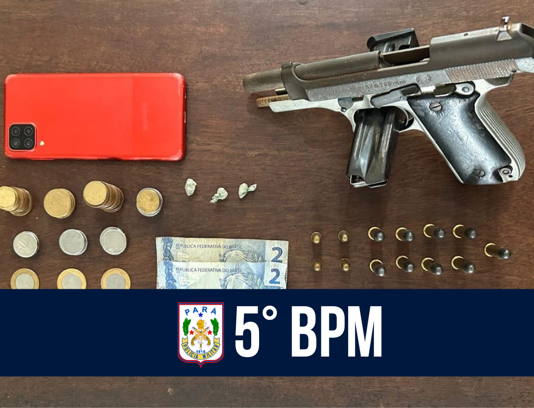 5° BPM apreende arma de fogo, munições e drogas no município de Igarapé-Açu