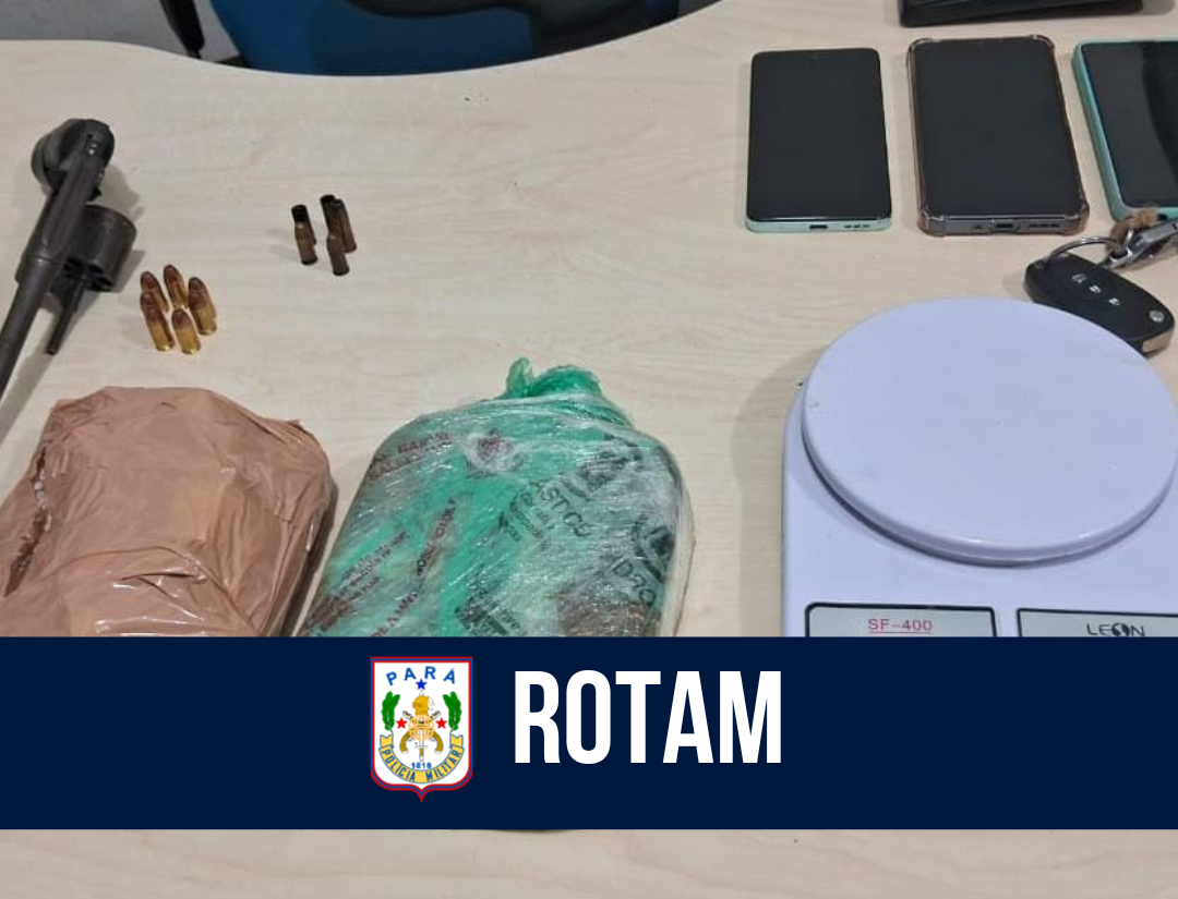 Em Icoaraci, ROTAM apreende armas de fogo, munições e cerca de 2 kg de entorpecentes