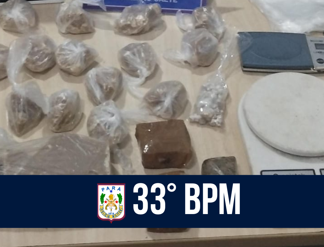 Em Bragança, 33° BPM apreende mais de 2 kg de drogas