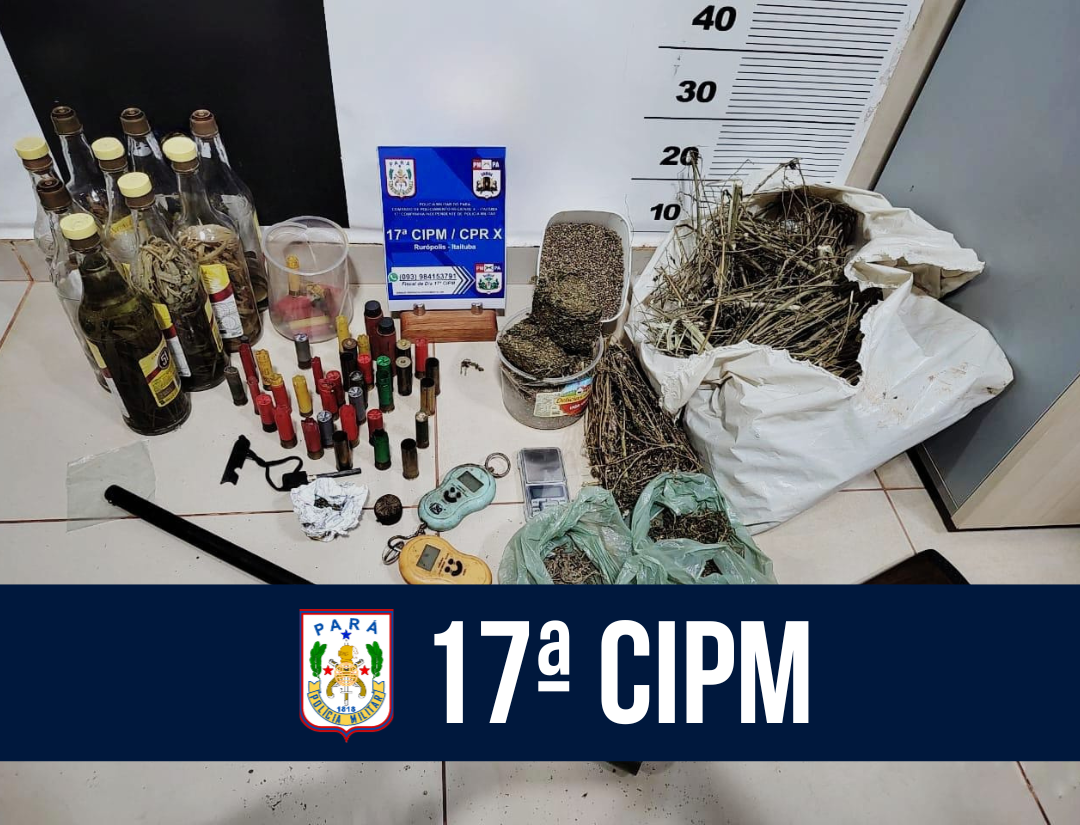 17ª CIPM apreende arma de fogo e drogas no município de Rurópolis