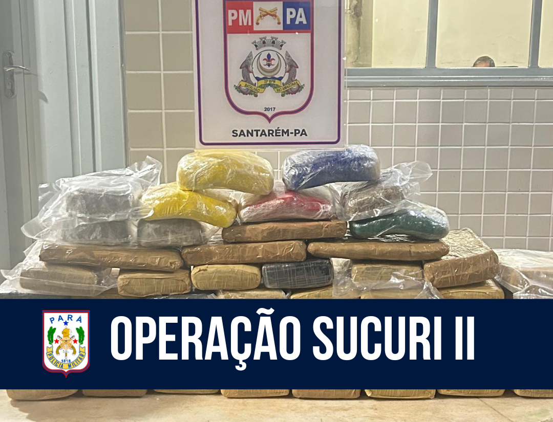 Operação Sucuri II: Em Santarém, PM apreende 50kg de entorpecentes e 20 munições 9mm em embarcação vinda de Manaus