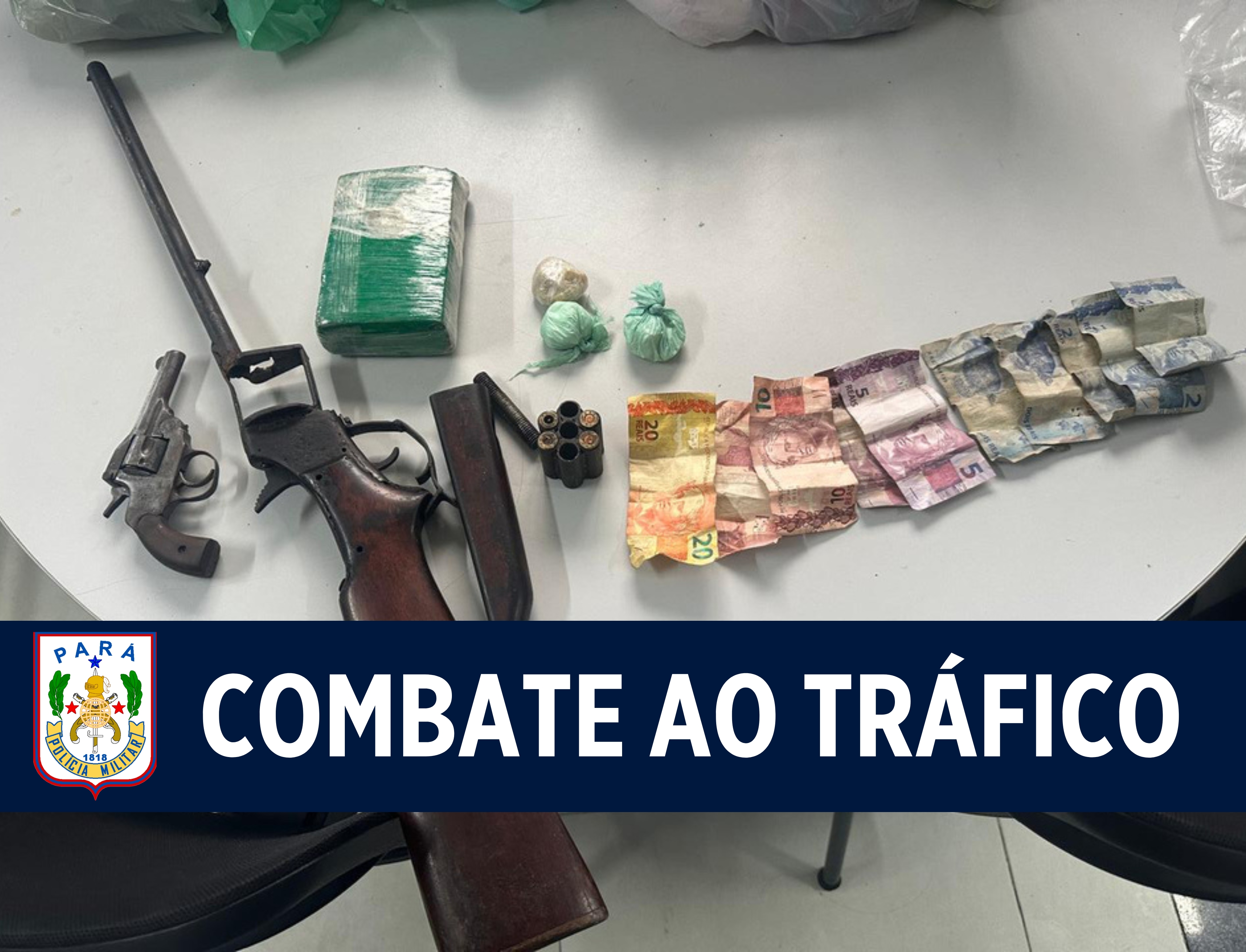 PM apreende drogas e armas de fogo durante ação policial em Anajás