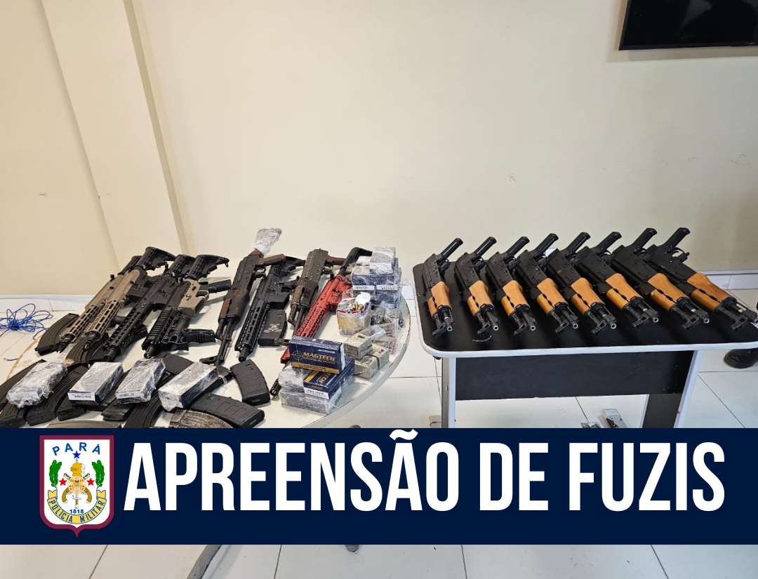 Abaetetuba: PM com a colaboração da PC realizam a maior apreensão de armas tipo fuzil do Estado