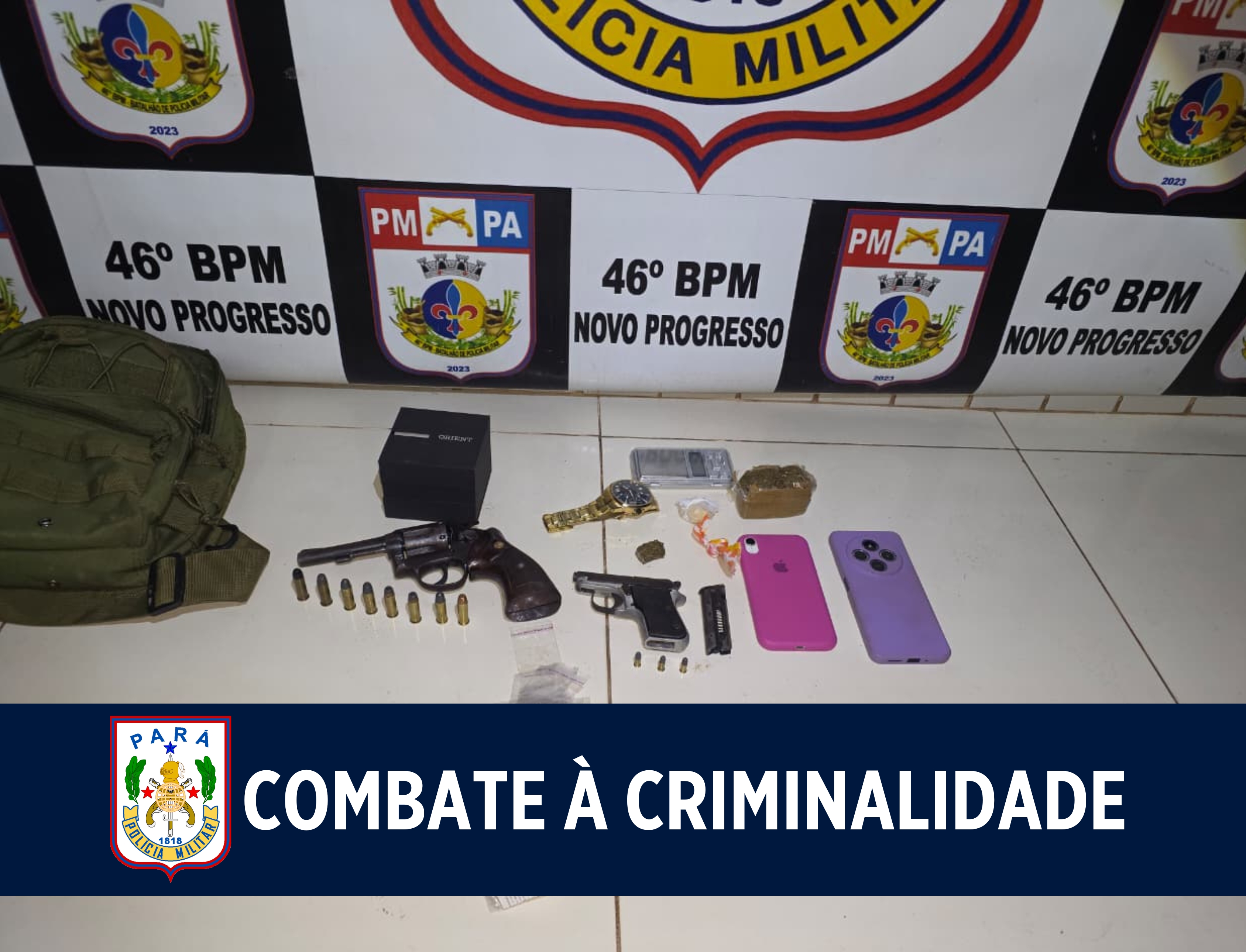 Ação da PM apreende armas de fogo e drogas em Altamira
